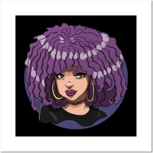 Black Girl Anime Purple Diva Posters and Art